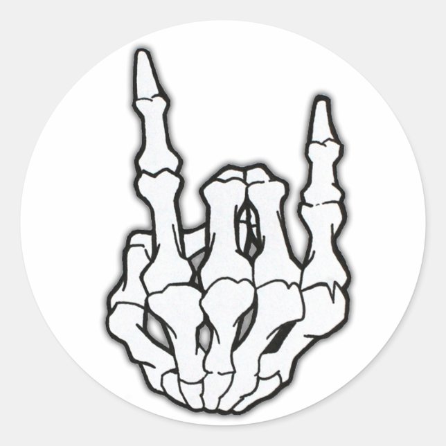Heavy Metal Horns - Skeleton Hand - Stickers (Front)