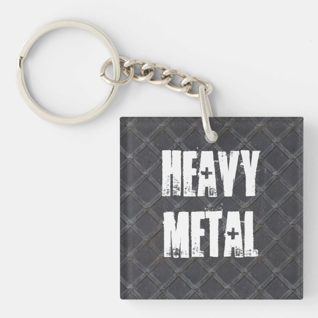 Heavy Metal Iron Metal diamond pattern texture Keychain (Front)