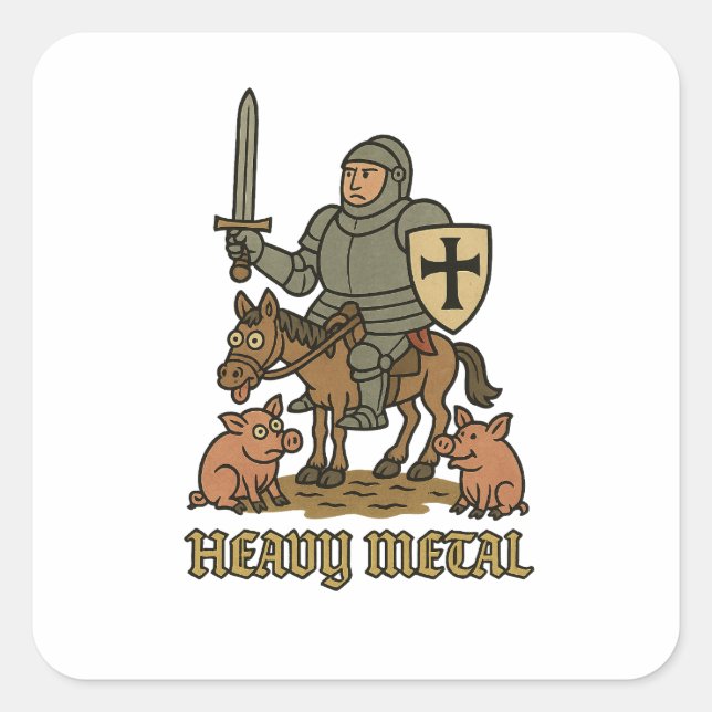 Heavy Metal Knight – Medieval Mayhem Square Sticker (Front)