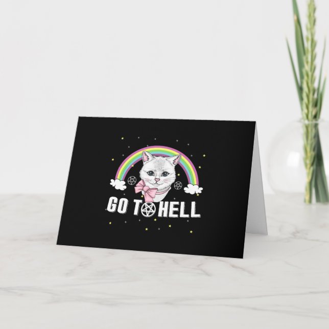 Heavy Metal Metalhead Cats Go To Hell Holiday Card (Front)