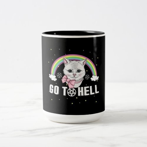 Heavy Metal Metalhead Cats Go To Hell Two_Tone Coffee Mug