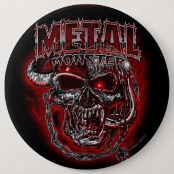 Heavy Metal Monster Button by themonsterstore at Zazzle