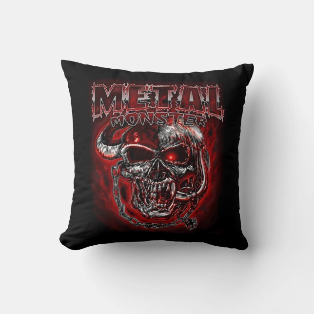 Heavy Metal Monster Throw Pillow (Front)