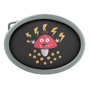 Heavy Metal Mushroom - Funny Punk Rock Music Belt Buckle
