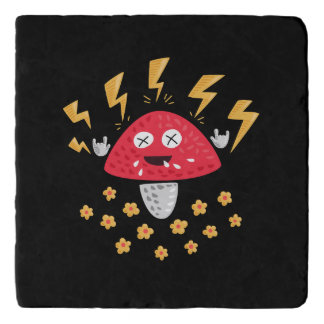 Heavy Metal Mushroom - Funny Punk Rock Music Trivet