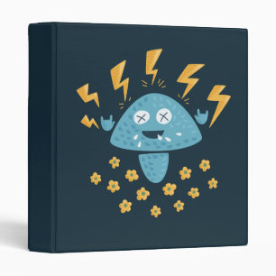Heavy Metal Music Funny Cartoon Mushroom 3 Ring Binder