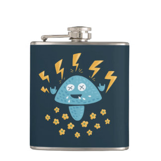 Heavy Metal Music Funny Cartoon Mushroom Flask
