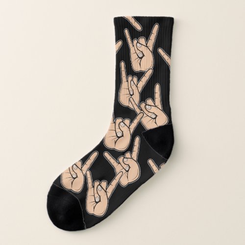 Heavy Metal Music Musician Devil Horns Headbanger Socks