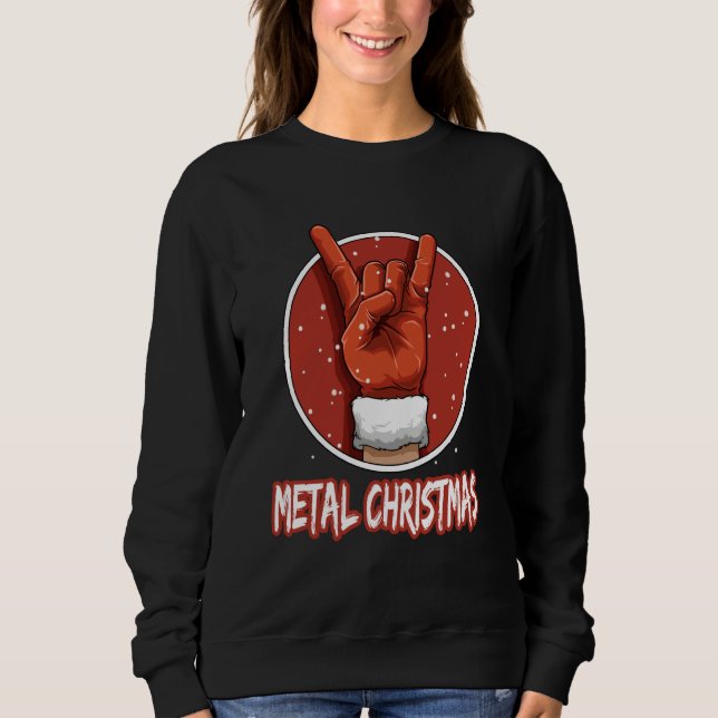 Heavy Metal Music Santa Christmas Sweatshirt (Front)