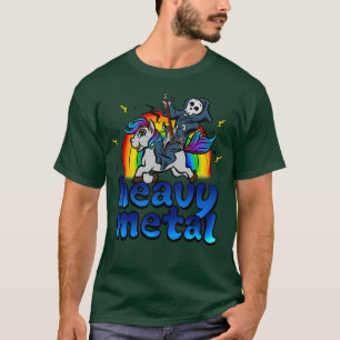 Heavy Metal Music Unicorn Pony Rainbow Pink Fan T-Shirt