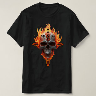 Heavy Metal Rock And Roll Music Band Flames Skull T-Shirt