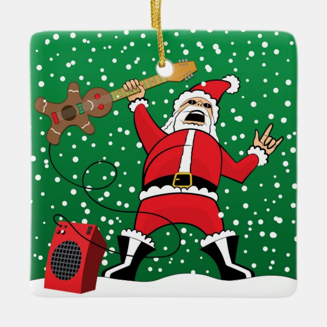 Heavy Metal Santa Ceramic Ornament (Front)