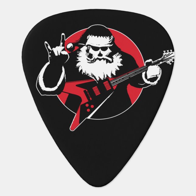 Heavy Metal Santa Claus Playing Guitar Pick (Front)
