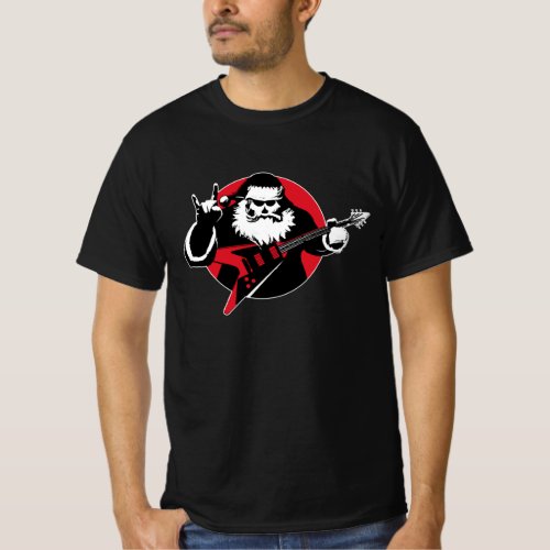 Heavy Metal Santa Claus Playing Guitar T_Shirt