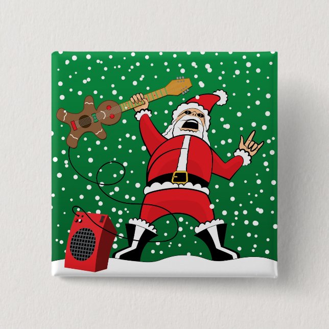 Heavy Metal Santa Pinback Button (Front)