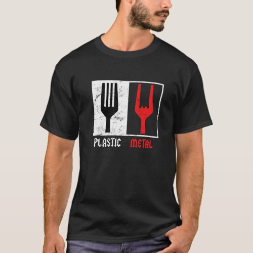 Heavy Metal Sign Plastic Fork Rock Music Rocker T_Shirt