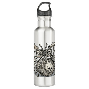 Heavy Metal Skeleton Drum Kit Stainless Steel Water Bottle