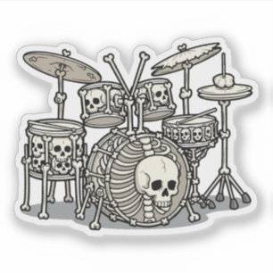 Heavy Metal Skeleton Drum Kit Sticker