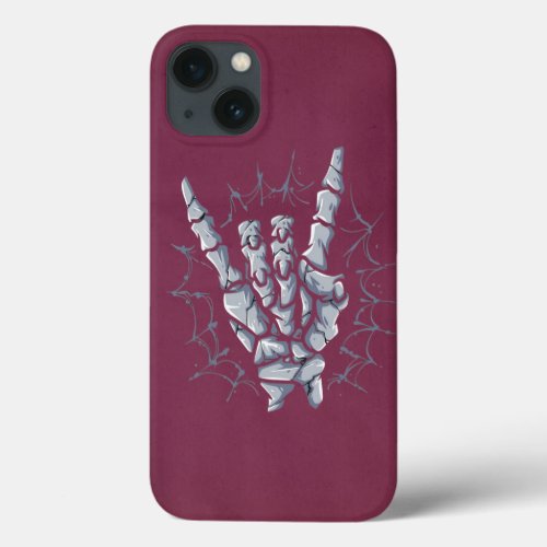 Heavy metal skeleton hand Rock and roll Halloween iPhone 13 Case