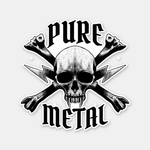 Heavy metal skull design sticker