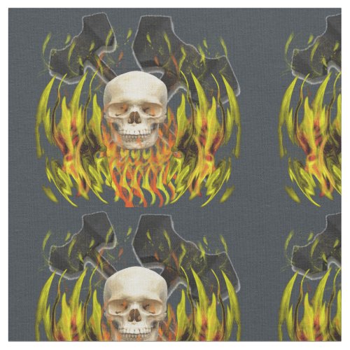heavy metal _ skull with flames fabric