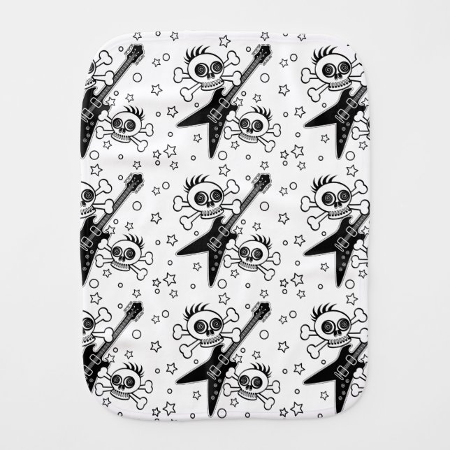 Heavy Metal Skulls Baby Burp Cloth (Front)