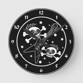Heavy Metal Skulls Round Clock