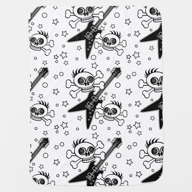 Heavy Metal Skulls Stroller Blanket (Front)