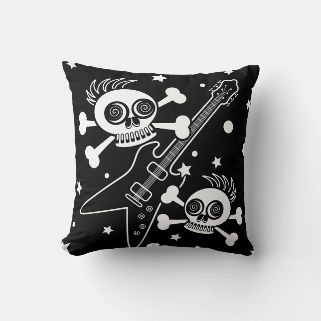 Heavy Metal Skulls Throw Pillow (Front)