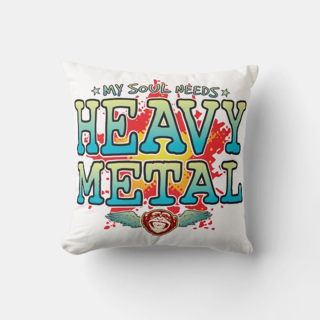 Heavy Metal Soul T-Shirt Throw Pillow (Front)