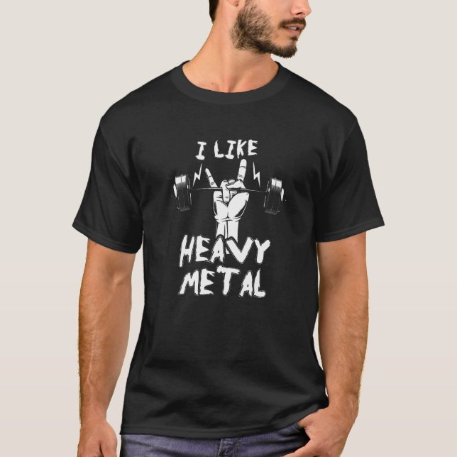 Heavy Metal Weightlifting Bodybuilding Gym Workout T-Shirt (Front)
