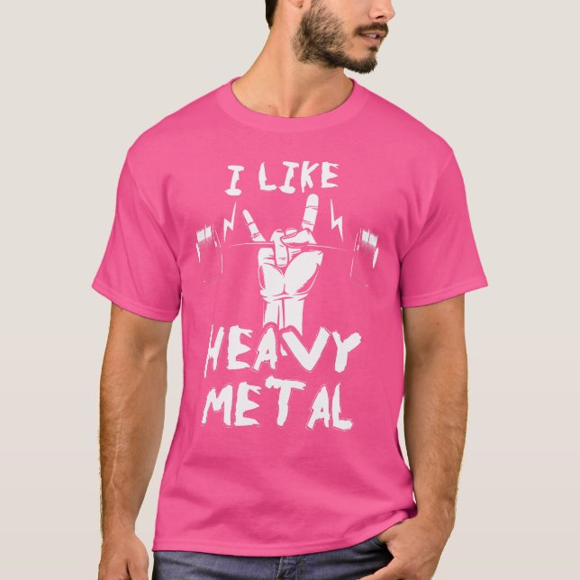 Heavy Metal Weightlifting Bodybuilding Gym Workout T-Shirt (Front)