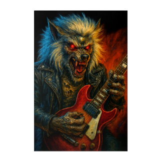 Heavy-Metal Wolve playing Guitar Acrylic Print