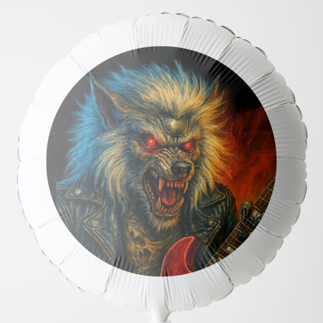 Heavy-Metal Wolve playing Guitar Balloon (Front)