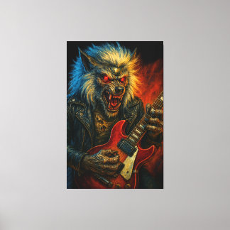Heavy-Metal Wolve playing Guitar Canvas Print