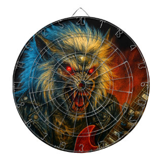 Heavy-Metal Wolve playing Guitar Dart Board