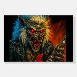 Heavy-Metal Wolve playing Guitar Foam Board