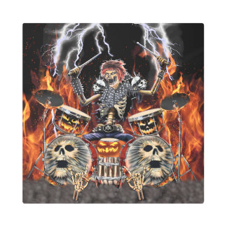 Heavy Metal Zombie Drummer: Come Light My Fire! Print