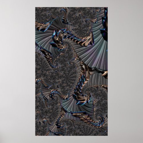 Heavy Metallic Winged Things Fractal Abstract Poster