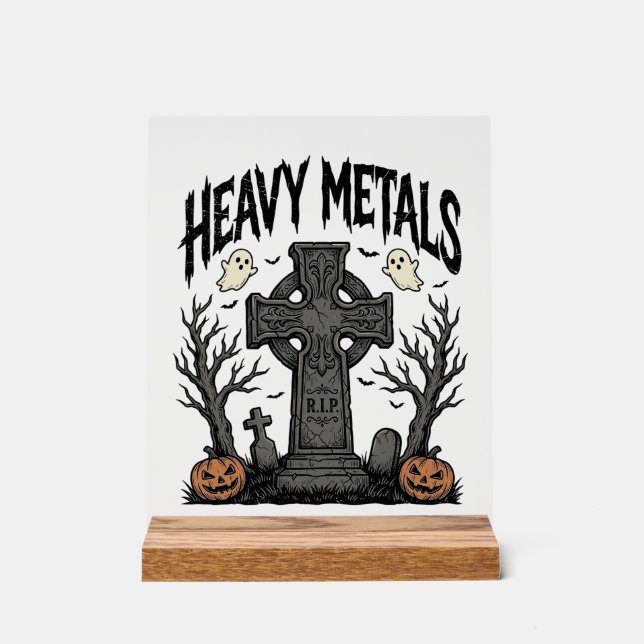 Heavy Metals Halloween Graveyard Vector Design_1 Acrylic Sign (Front)