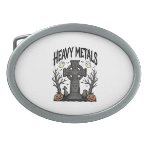 Heavy Metals Halloween Graveyard Vector Design_1 Belt Buckle