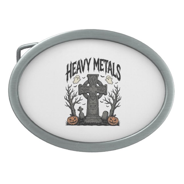 Heavy Metals Halloween Graveyard Vector Design_1 Belt Buckle (Front)