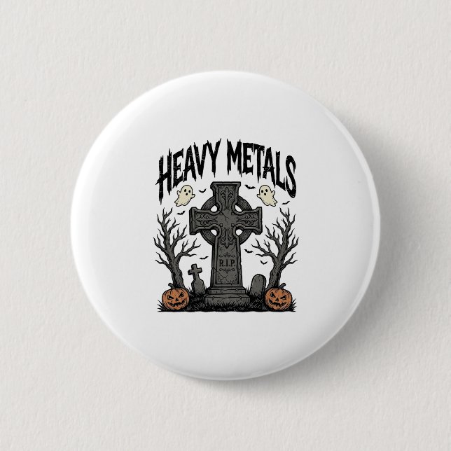Heavy Metals Halloween Graveyard Vector Design_1 Button (Front)