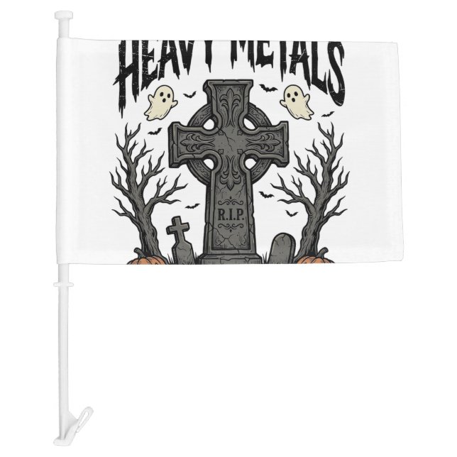 Heavy Metals Halloween Graveyard Vector Design_1 Car Flag (Front)