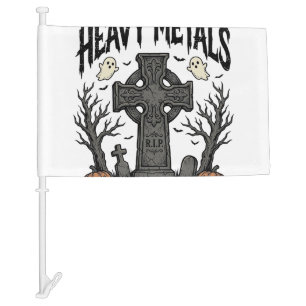 Heavy Metals Halloween Graveyard Vector Design_1 Car Flag