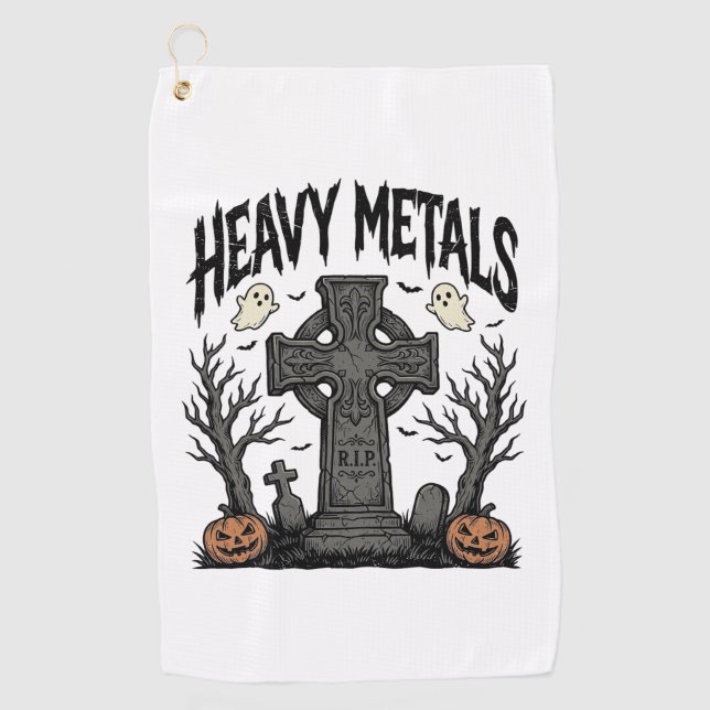 Heavy Metals Halloween Graveyard Vector Design_1 Golf Towel (Front)