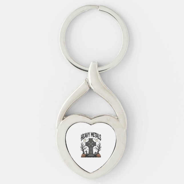 Heavy Metals Halloween Graveyard Vector Design_1 Keychain (Front)
