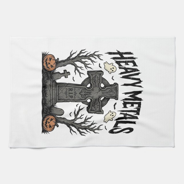 Heavy Metals Halloween Graveyard Vector Design_1 Kitchen Towel (Horizontal)
