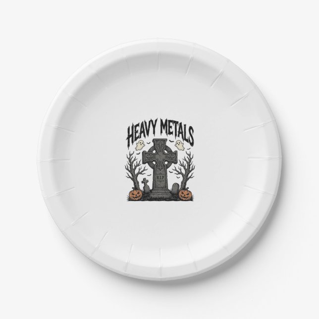 Heavy Metals Halloween Graveyard Vector Design_1 Paper Plates (Front)