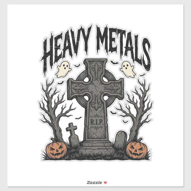 Heavy Metals Halloween Graveyard Vector Design_1 Sticker (Sheet)